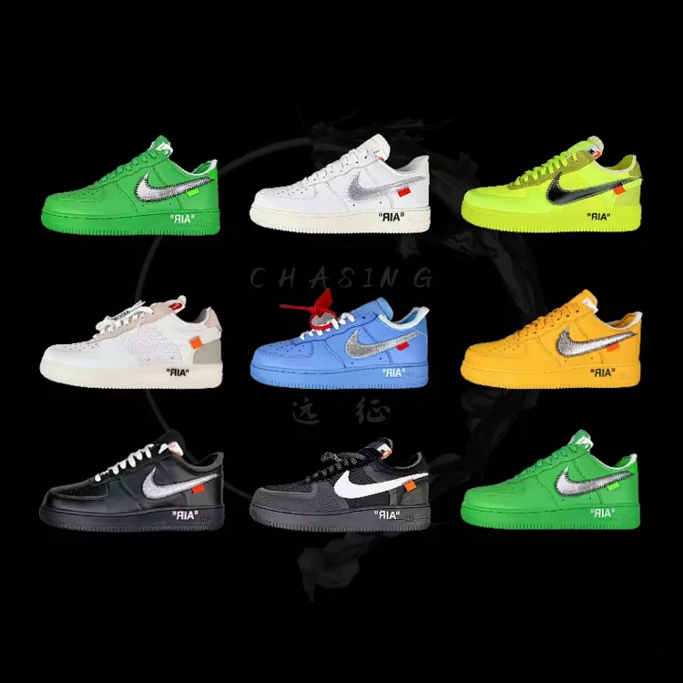 Air Force 1 x OW 联名 空军ow联名  Off 蓝色空军艺术馆 AF1黑白 荧光绿 空军一号板鞋 黄色艺术馆 绿色艺术馆OFF 艺术馆限定联名OW艺术馆空军联名鞋荧光绿黑白色