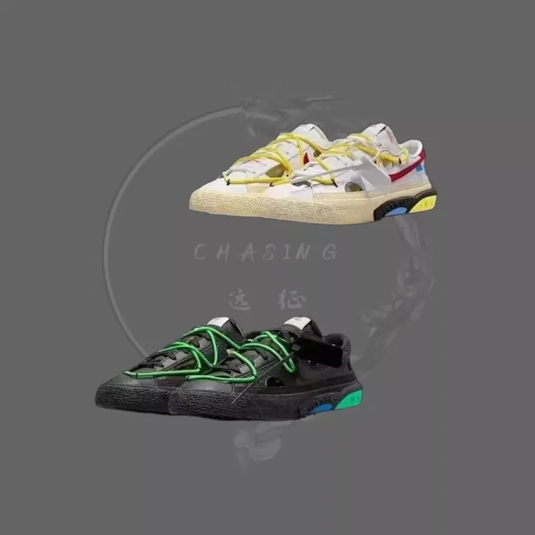 【天花板】Off-White x  Blazer Low ’77 白红 黑绿 解构 OW联名开拓者低帮
