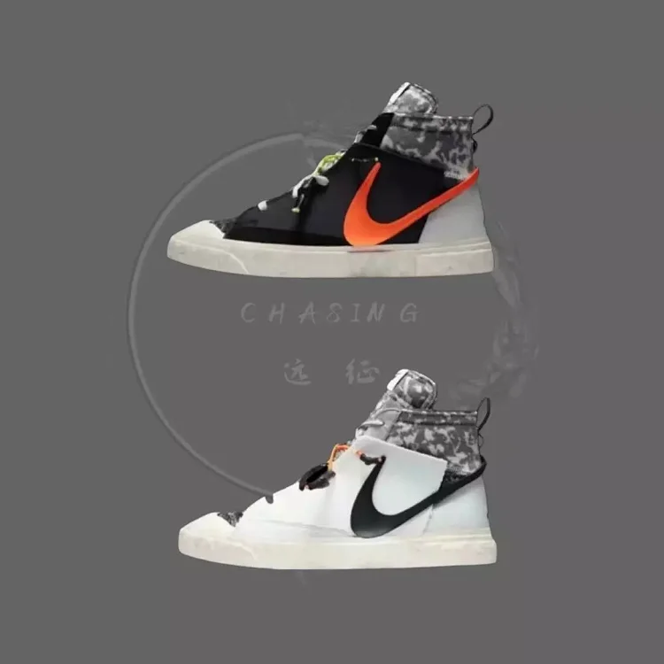 READYMADE x  Blazer Mid 黑橙灰白解构板鞋  CZ3589-100-001