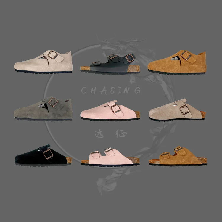 勃肯鞋birkenstock博肯联名boston包头拖鞋凉拖凉鞋夏季半拖男女鞋休闲百搭时尚潮流真皮女鞋B勃肯软木凉鞋夏季真软木牛反绒舒适交叉复古厚平底百搭露趾休闲拖鞋男女同款勃