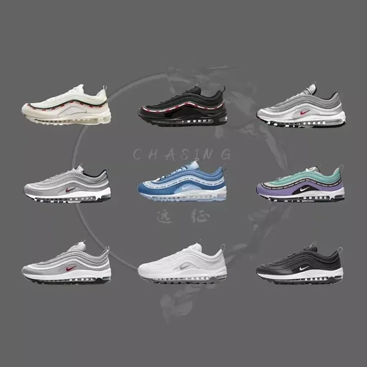 【天花板】AIRMAX97笑脸银子弹头樱花粉纽约首尔伦敦限定3M反光纯白银黑金重金属镭射气垫跑步鞋max97